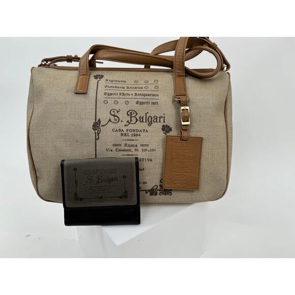 Bulgari Speedy Type Bag With Long Strap With Matching Trifold Wallet - Picture 3 of 16